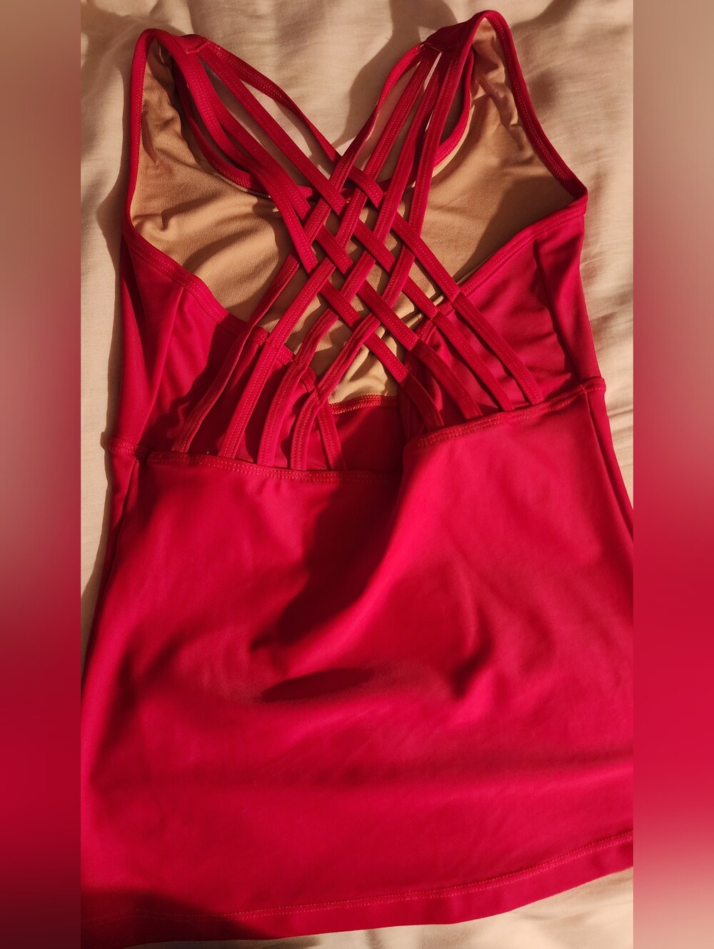 Theatricals Girls L Red Strappy Back Dance Top & Briefs Set